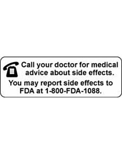 Communication Label (Paper, Permanent) Call Your Doctor 1 1/2" x 1/2" White - 1000 per Roll