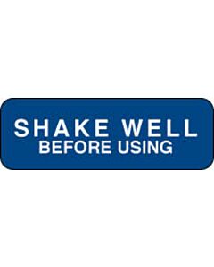 Communication Label (Paper, Permanent) Shake Well Before, 1 1/2" x 1/2" Dark Blue - 1000 per Roll