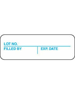 Communication Label (Paper, Permanent) Lot No. Filled By Exp. 1 1/2" x 1/2" White - 1000 per Roll