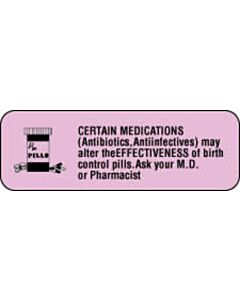 Communication Label (Paper, Permanent) Certain Medications 1 1/2" x 1/2" Lavender - 1000 per Roll