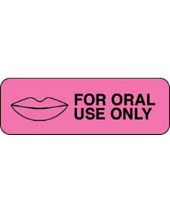 Label Paper Permanent for oral Use Only  1 1/2"x1/2" Fl. Pink 1000 per Roll