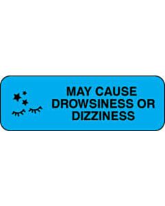 Communication Label (Paper, Permanent) May Cause Drowsiness 1 1/2" x 1/2" Light Blue - 1000 per Roll