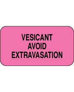 Communication Label (Paper, Permanent) Vesicant Avoid 1 5/8" x 7/8" Fluorescent Pink - 1000 per Roll