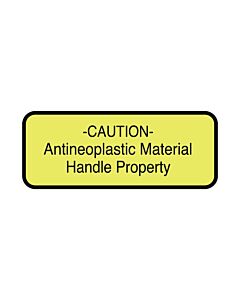 Hazard Label (Paper, Permanent) Caution Antineoplastic  2 1/4"x7/8" Fluorescent Yellow with Black - 1000 Labels per Roll