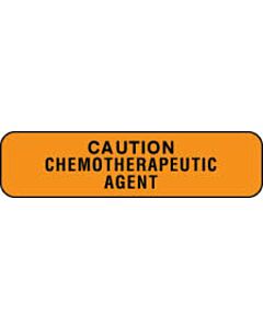 Communication Label (Paper, Permanent) Caution Chemo 1 1/4" x 3/8" Fluorescent Orange - 1000 per Roll