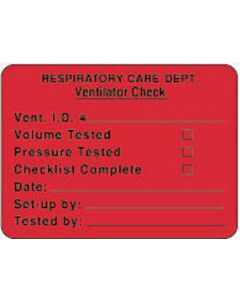 Label Paper Removable Respiratory Care 2 3/8" x 1", 3/4", Fl. Red, 1000 per Roll