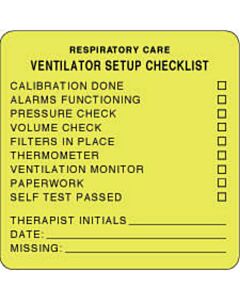 Label Paper Removable Respiratory Care 2 1/2" x 2 1/2", Fl. Yellow, 500 per Roll