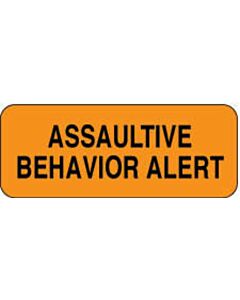 Label Paper Permanent Assaultive Behavior  2 1/4"x7/8" Fl. Orange 1000 per Roll