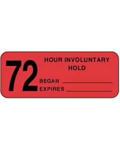 Label Paper Permanent 72 Hour Involuntary  2 1/4"x7/8" Fl. Red 1000 per Roll