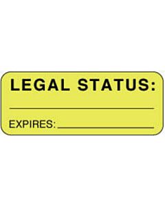 Label Paper Permanent Legal Status: 2 1/4" x 7/8", Fl. Yellow, 1000 per Roll