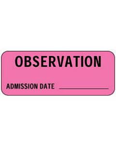 Label Paper Removable Observation Admission 2 1/4" x 7/8", Fl. Pink, 1000 per Roll