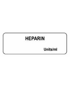 Anesthesia Label (Paper, Permanent) Heparin mg/ml 1 1/2" x 1/2" White - 1000 per Roll