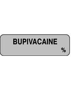 Anesthesia Label (Paper, Permanent) Bupivacaine % 1 1/4" x 3/8" Gray - 1000 per Roll