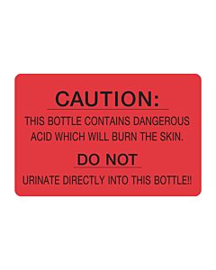 Lab Communication Label (Paper, Permanent) Caution: This Bottle  4"x2 5/8" Fluorescent Red - 500 per Roll