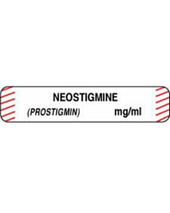 Anesthesia Label (Paper, Permanent) Neostigmine 1 1/2" x 1/3" White with Fluorescent Red - 1000 per Roll