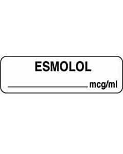 Anesthesia Label (Paper, Permanent) Esmolol mcg/ml 1 1/4" x 3/8" White - 1000 per Roll