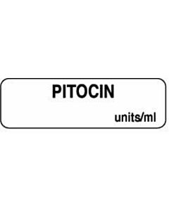 Anesthesia Label (Paper, Permanent) Pitocin Units/ml 1 1/4" x 3/8" White - 1000 per Roll