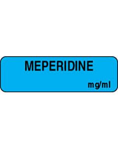 Anesthesia Label (Paper, Permanent) Meperidine mg/ml 1 1/4" x 3/8" Blue - 1000 per Roll