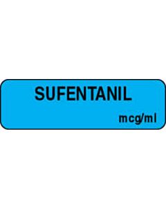 Anesthesia Label (Paper, Permanent) Sufentanil mcg/ml 1 1/4" x 3/8" Blue - 1000 per Roll
