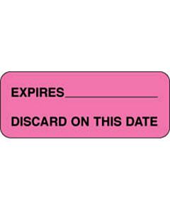 Label Paper Permanent Expires ___ Discard  2 1/4"x7/8" Fl. Pink 1000 per Roll