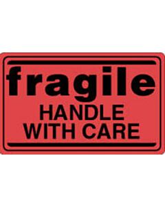 Label Paper Permanent Fragile Handle with 3" Core 4 7/8"x3 Fl. Red 250 per Roll