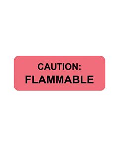 Hazard Label (Paper, Permanent) Caution: Flammable  2 1/4"x7/8" Fluorescent Red - 1000 Labels per Roll