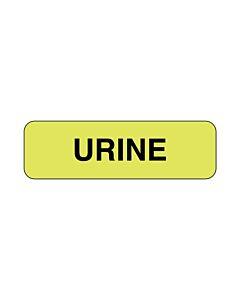 Lab Communication Label (Paper, Permanent) Urine  1 1/4"x3/8" Fluorescent Yellow - 1000 per Roll