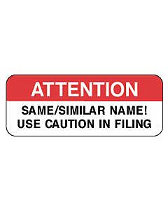 Label Paper Permanent Attention Same/similar   2 1/4" X 7/8" White With Red 1000 Per Roll