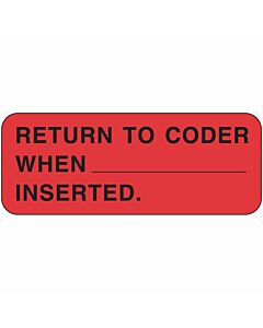 Label Paper Removable Return to Coder 2 1/4" x 7/8" Fl. Red, 1000 per Roll