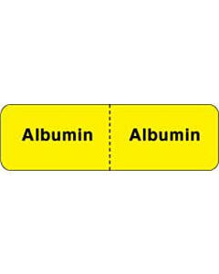 IV Label Wraparound Paper Permanent Albumin | Albumin  2 7/8"x7/8" Fl. Yellow 1000 per Roll