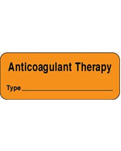 Label Paper Permanent Anticoagulant therapy  2 1/4"x7/8" Fl. Orange 1000 per Roll