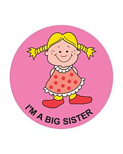 Label Pediatric Award Sticker Paper Permanent Im a Big Sister Pink, 250 per Roll