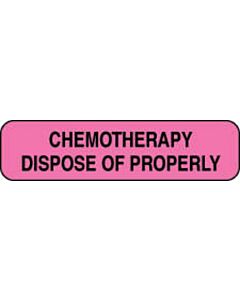 Communication Label (Paper, Permanent) Chemotherapy Dispose 1 1/4" x 3/8" Fluorescent Pink - 1000 per Roll