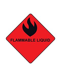 Hazard Label (Paper, Permanent) Flammable Liquid  7/8"x7/8" Fluorescent Red - 1000 Labels per Roll