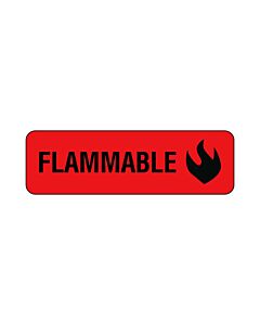 Hazard Label (Paper, Permanent) Flammable  2 7/8"x7/8" Fluorescent Red - 1000 Labels per Roll