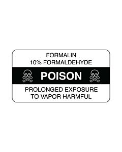 Hazard Label (Paper, Permanent) Formalin 0.1  3"x1 5/8" White - 500 Labels per Roll