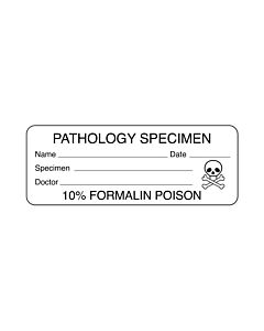 Lab Communication Label (Paper, Permanent) Pathology Specimen  3"x1 1/8" White - 1000 per Roll