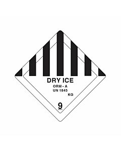 Label Paper Permanent Dry Ice orm - A 3" Core 4"x4 White and Black 250 per Roll