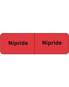 IV Label Wraparound Paper Permanent Nipride | Nipride  2 7/8"x7/8" Fl. Red 1000 per Roll