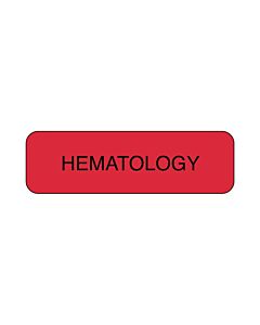 Lab Communication Label (Paper, Permanent) Hematology  1 1/4"x3/8" Fluorescent Red - 1000 per Roll
