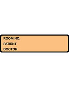 Binder/Chart Label Paper Removable Room No. Patient 5 3/8" x 1 3/8" Peach 500 per Roll