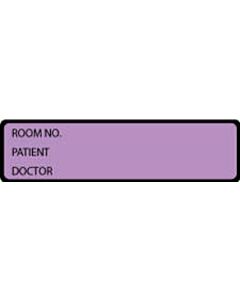 Binder/Chart Label Paper Removable Room No. Patient 5 3/8" x 1 3/8" Dark Lavender 500 per Roll