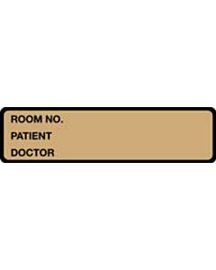 Binder/Chart Label Paper Removable Room No. Patient 5 3/8" x 1 3/8" Gold 500 per Roll
