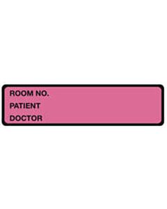Binder/Chart Label Paper Removable Room No. Patient 5 3/8" x 1 3/8" Dark Pink 500 per Roll