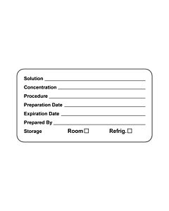 Hazard Label (Paper, Permanent) Solution ___  3"x1 5/8" White - 1000 Labels per Roll