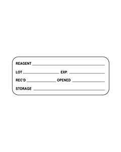 Hazard Label (Paper, Permanent) Reagent ___  2 1/4"x7/8" White - 1000 Labels per Roll
