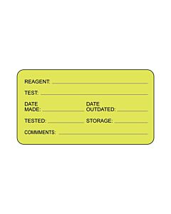 Hazard Label (Paper, Permanent) Reagent ___  3"x1 5/8" Fluorescent Yellow - 1000 Labels per Roll