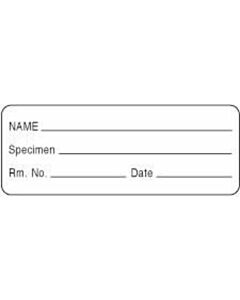 Lab Communication Label (Paper, Permanent) Name___ Specimen  2"x3/4" White - 1000 per Roll