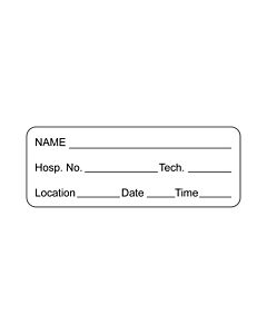 Lab Communication Label (Paper, Permanent) Name___ Hosp. No.  2"x3/4" White - 1000 per Roll