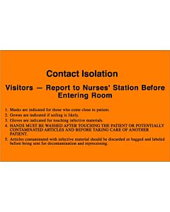 Label Paper Removable Contact Isolation 8" x 5 1/4", Fl. Orange, 50 per Package